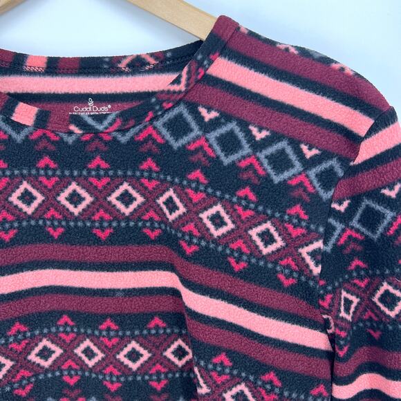 Cuddl Duds Fleece Stretch Pullover Aztec Print Size M - Picture 2 of 7
